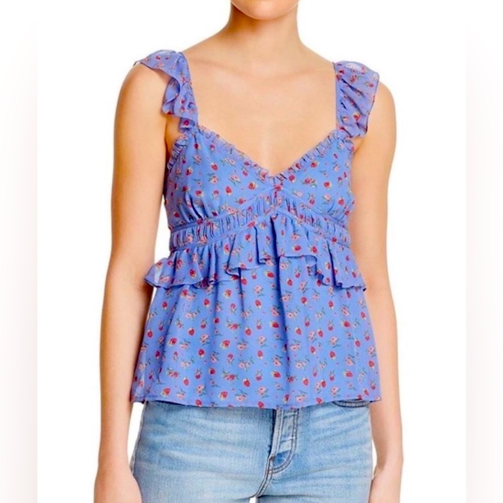 Joie Diondra Floral Top - blue floral, size small